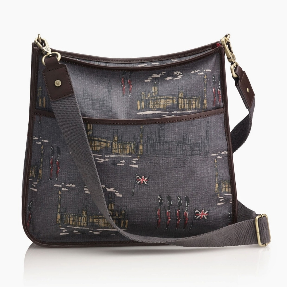 Boden Gray Coated Canvas Buckingham Palace Guards Pocket Crossbody Bag